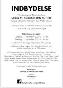 Invitation til udstillingen Novemberkunst 11 og 12 november, på Ingestrup efterskole, Løkken
